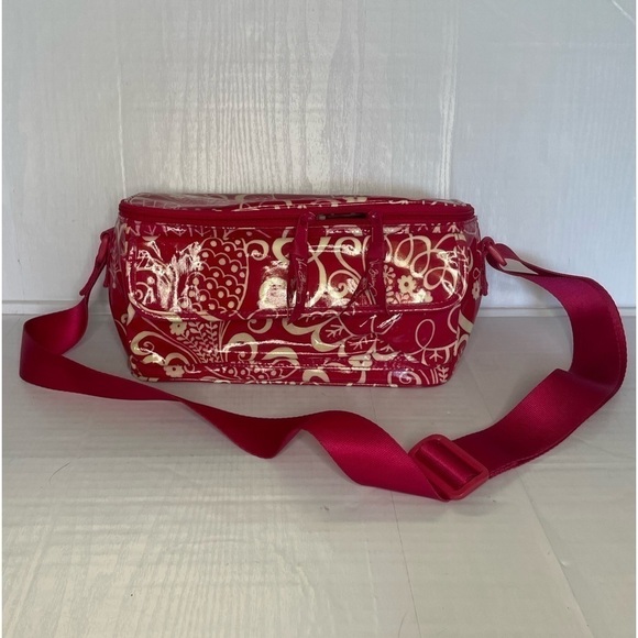 VERA BRADLEY - Pink Floral Vinyl Makeup Tote Bag w/Shoulder Strap - Preowned - Picture 7 of 11
